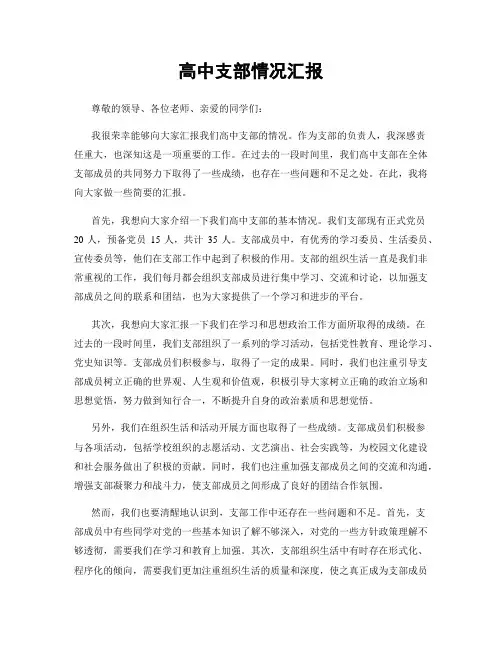 高中支部情况汇报