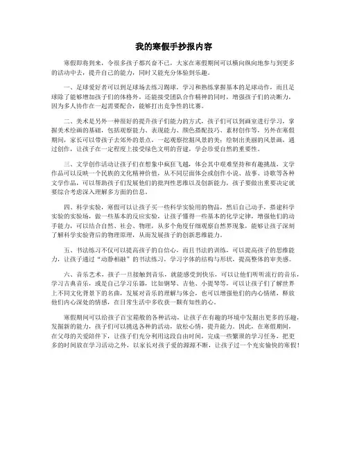 我的寒假手抄报内容