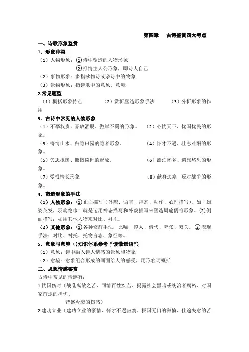6古诗鉴赏考点第四章古诗鉴赏四大考点第五章古诗文体知识—2022届高考语文一轮复习专项知识点梳理