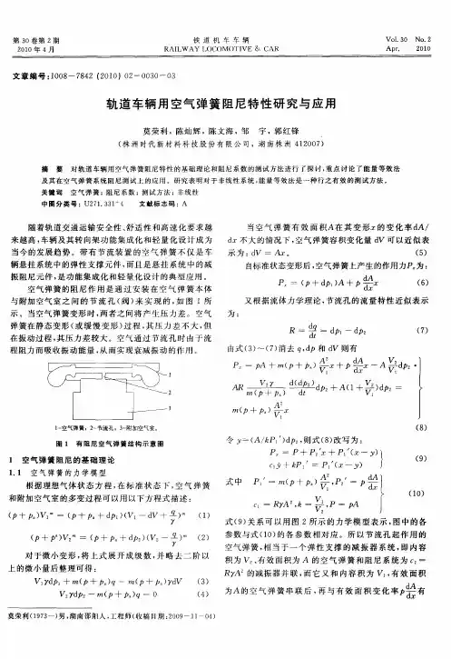 轨道车辆用空气弹簧阻尼特性研究与应用