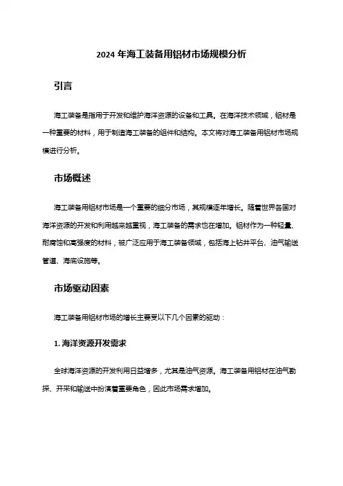 2024年海工装备用铝材市场规模分析