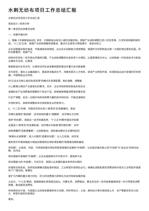 水刺无纺布项目工作总结汇报