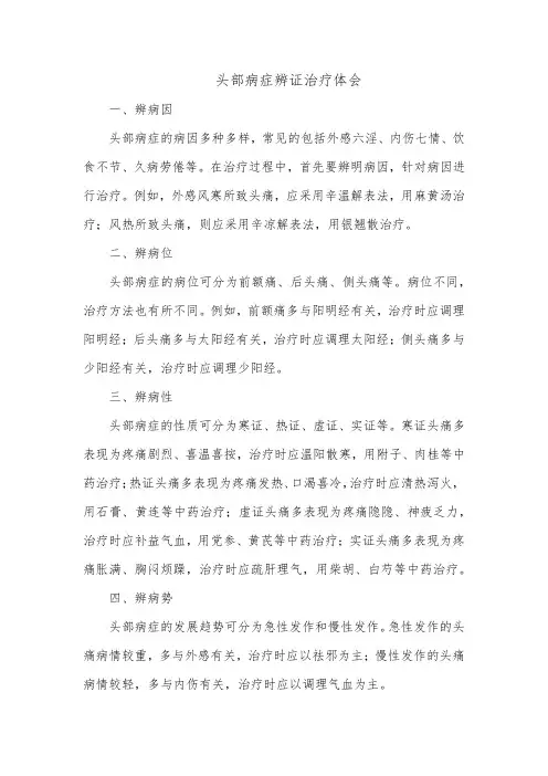 头部病症辨证治疗体会