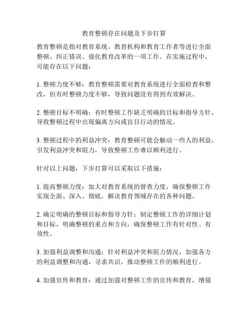 教育整顿存在问题及下步打算