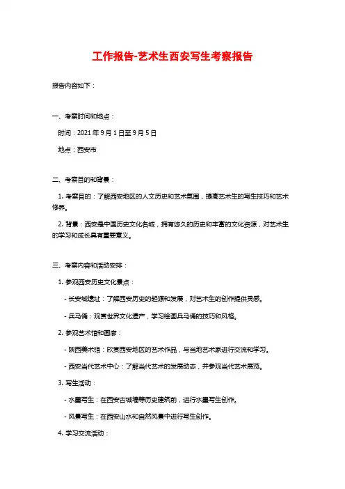 工作报告-艺术生西安写生考察报告