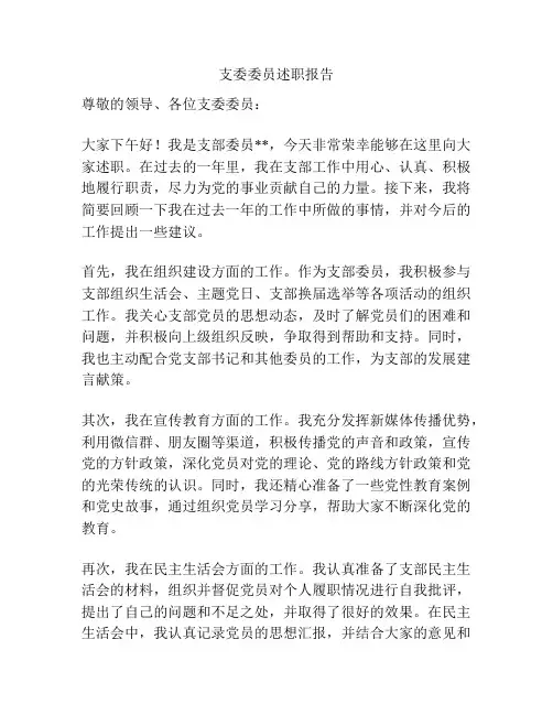 支委委员述职报告