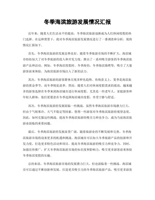 冬季海滨旅游发展情况汇报