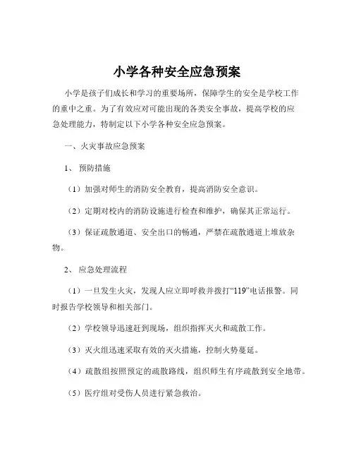 小学各种安全应急预案