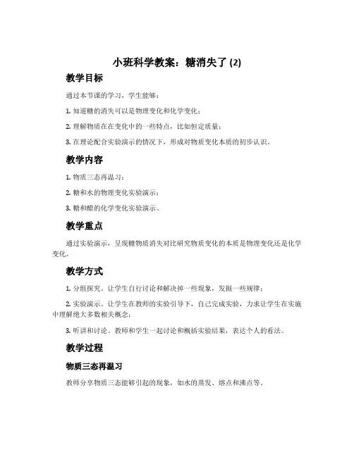 小班科学教案：糖消失了(2)