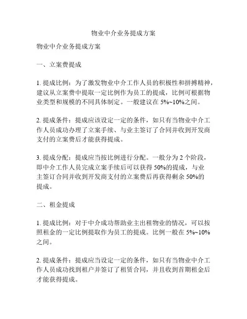 物业中介业务提成方案