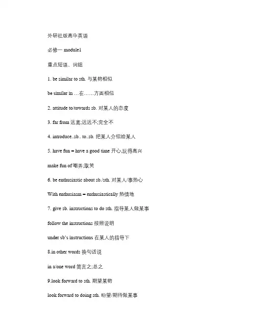 外研社版高一英语必修1Moudle1(精)