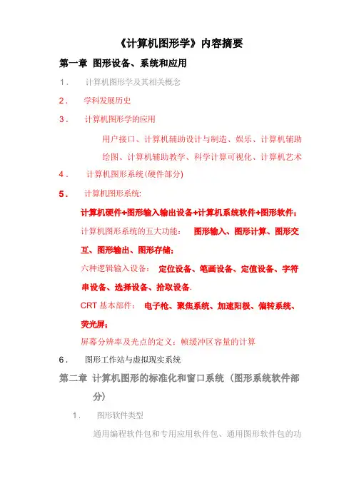 计算机图形学内容总结