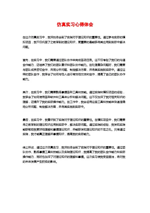 仿真实习心得体会