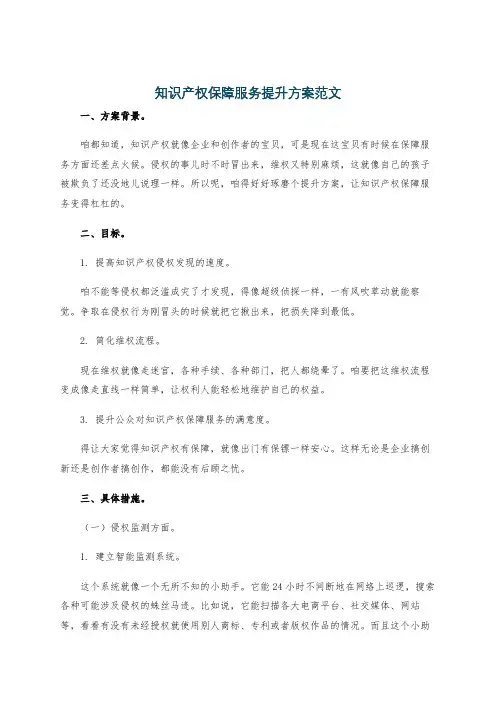 知识产权保障服务提升方案范文