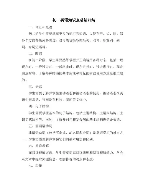 初二英语知识点总结归纳