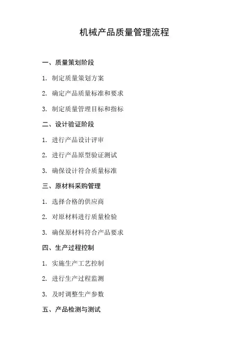 机械产品质量管理流程
