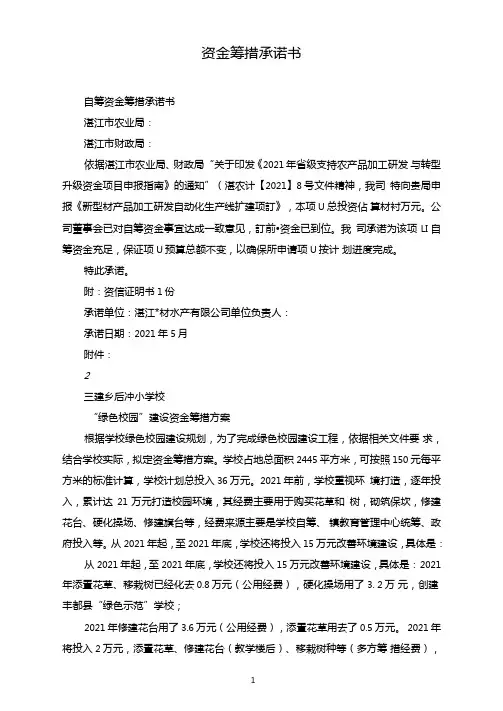 资金筹措承诺书
