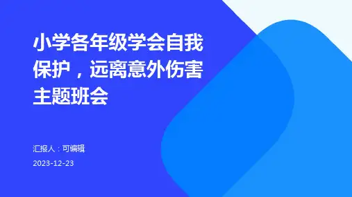 小学各年级, 学会自我保护,远离意外伤害,主题班会ppt