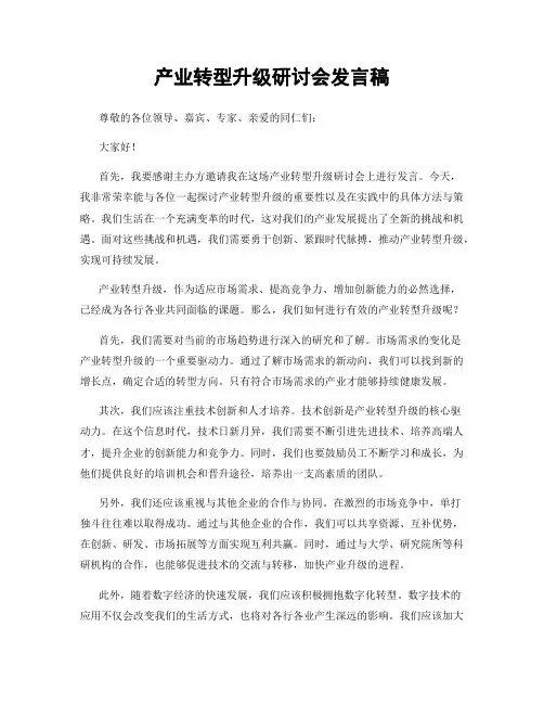 产业转型升级研讨会发言稿