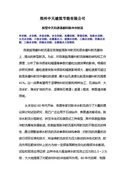 自激荡磨料脉冲水射流