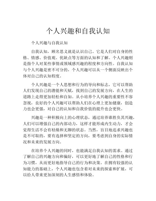 个人兴趣和自我认知