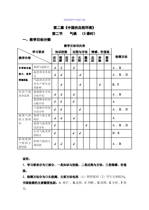 地理人教版八年级上八年级地理上册第二章第二节气候