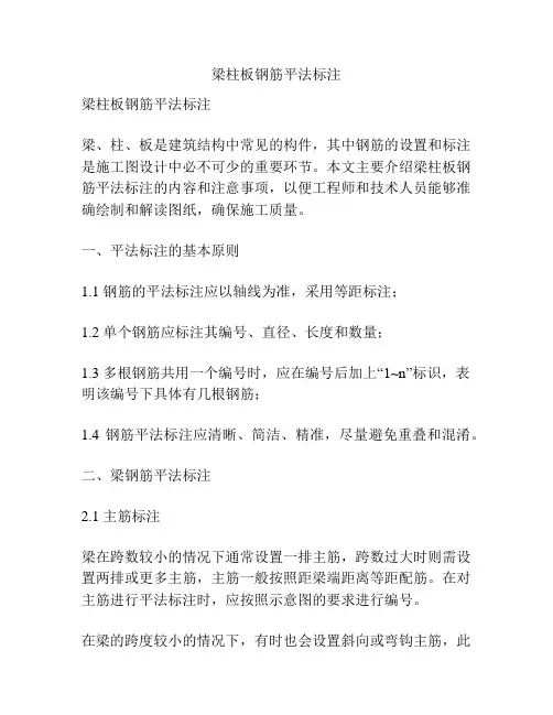 梁柱板钢筋平法标注