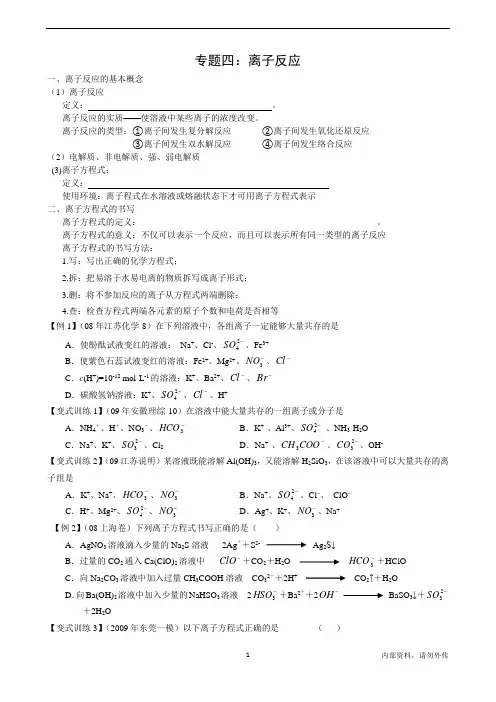 高考化学离子反应专题复习