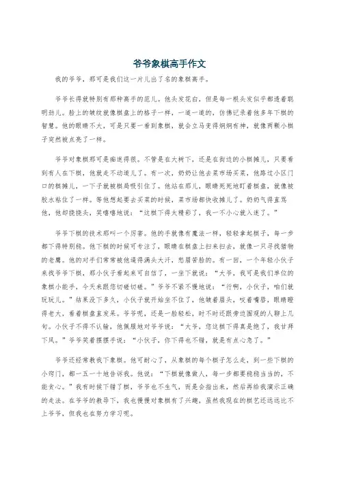 爷爷象棋高手作文