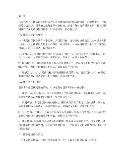 团队制胜感悟心得体会(3篇)