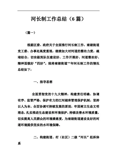 河长制工作总结(6篇)
