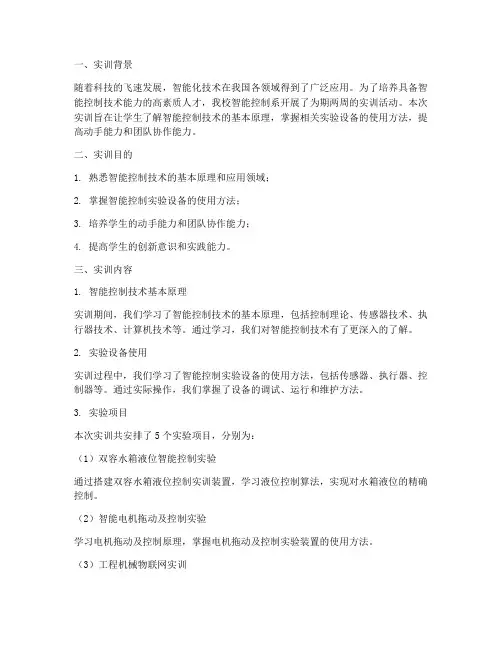 智能控制系实训总结报告