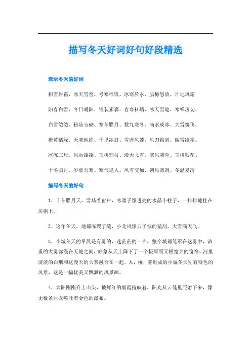 描写冬天好词好句好段精选