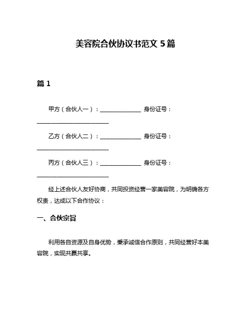 美容院合伙协议书范文5篇