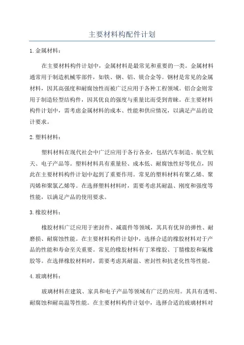 主要材料构配件计划