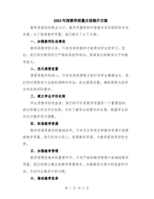 2024年度教学质量分层提升方案