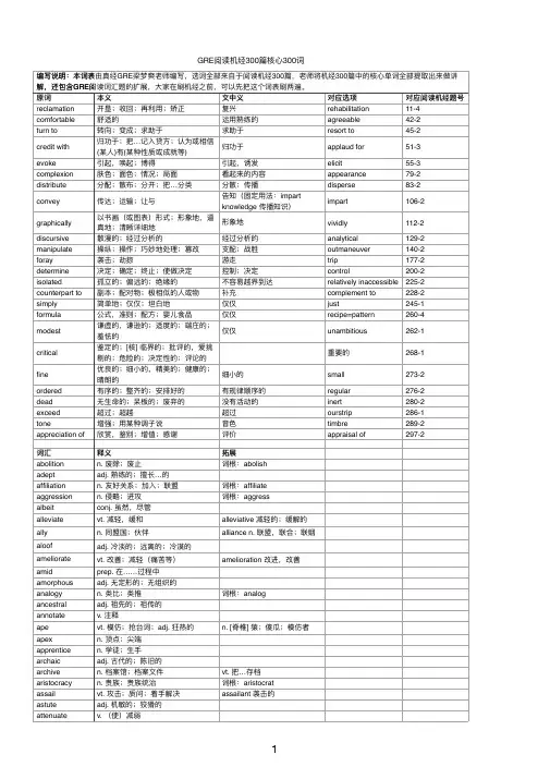 GRE阅读机经核心300词