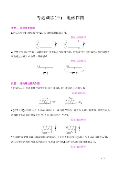 2022年人教版九年级下册物理同步培优第二十章电与磁 专题训练(三)  电磁作图