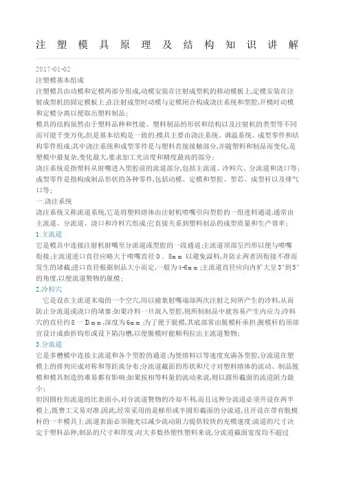 注塑模具原理及结构知识讲解