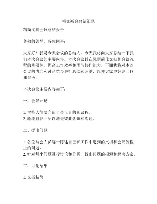 精文减会总结汇报