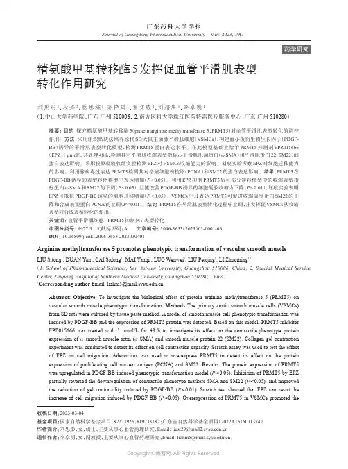 211281713_精氨酸甲基转移酶5发挥促血管平滑肌表型转化作用研究