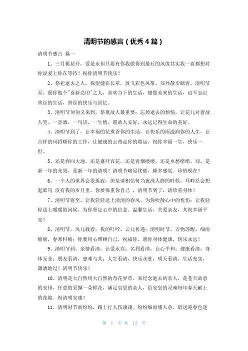 清明节的感言(优秀4篇)