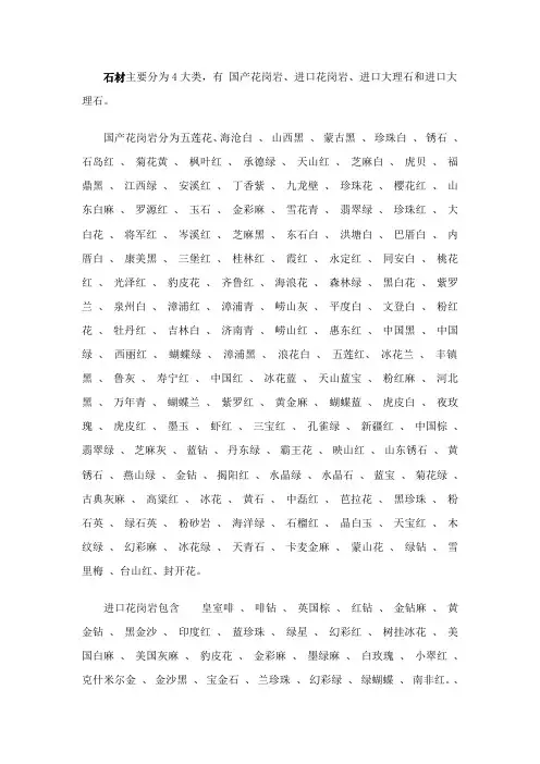 石材主要分为4大类
