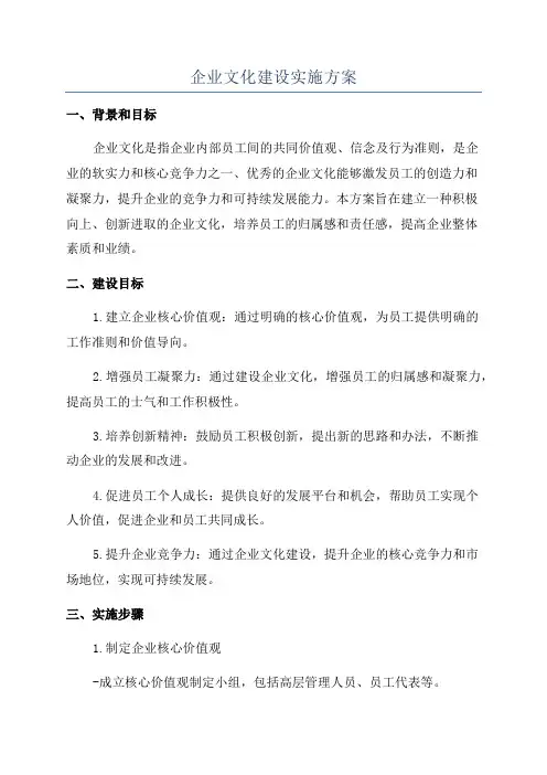 企业文化建设实施方案