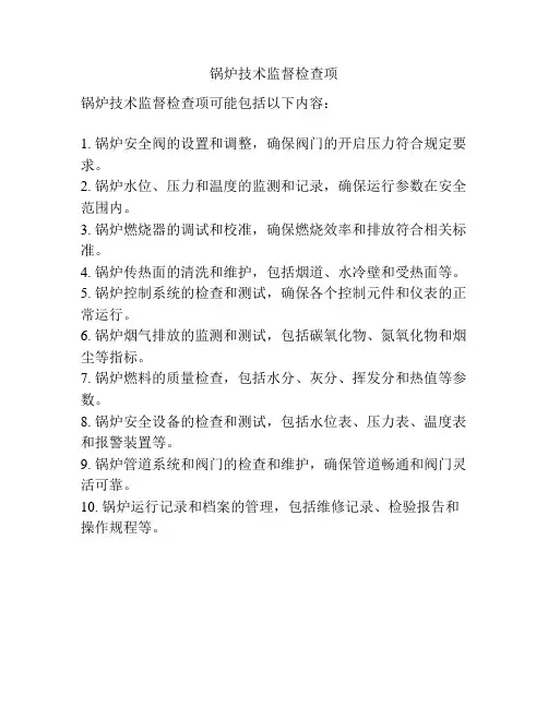 锅炉技术监督检查项