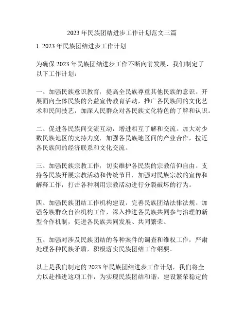 2023年民族团结进步工作计划范文三篇