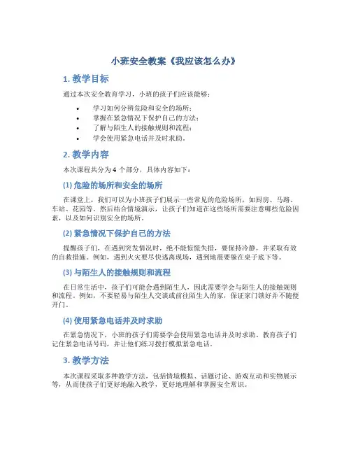小班安全教案《我应该怎么办》