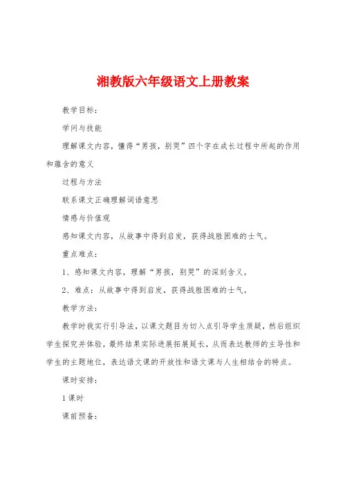 湘教版六年级语文上册教案