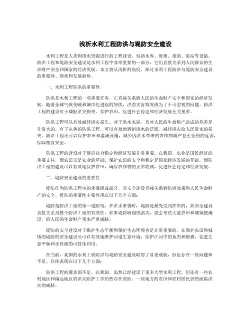 浅析水利工程防洪与堤防安全建设