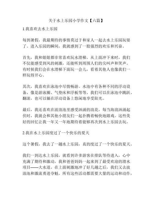 关于水上乐园小学作文【六篇】
